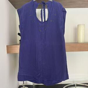 Sanctuary 100% Silk Tie Back Top in Purple